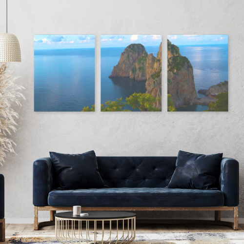Canvas 3 Pannelli Telaio Capri Blu Incanto