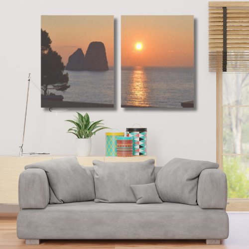 Canvas 2 Pannelli Telaio Capri Faraglioni incantati
