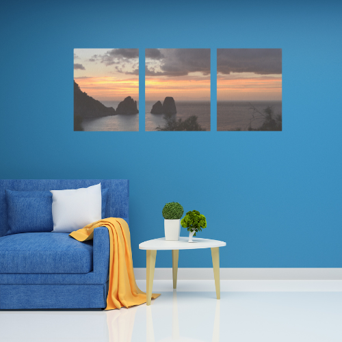 Canvas 3 Pannelli Telaio Capri Morning Symphony