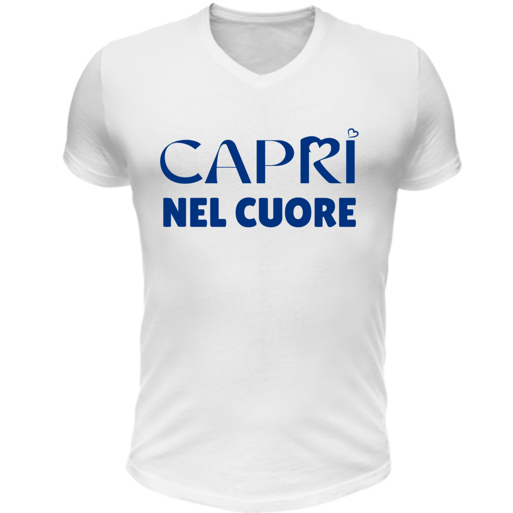 T-Shirt Unisex Scollo V Capri Nel Cuore