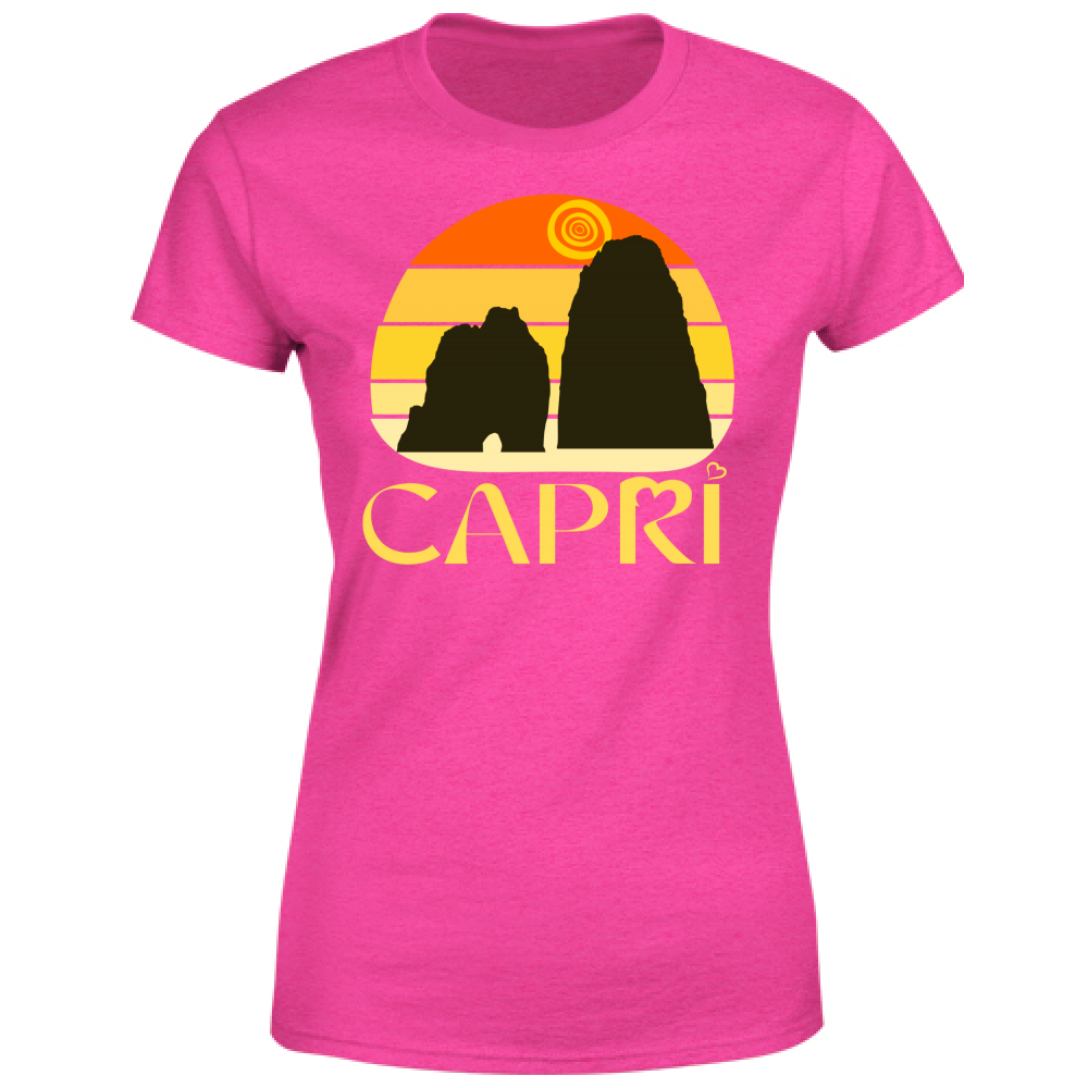 Women's T-Shirt CAPRI SUNSET VINTAGE YELLOW WRITING