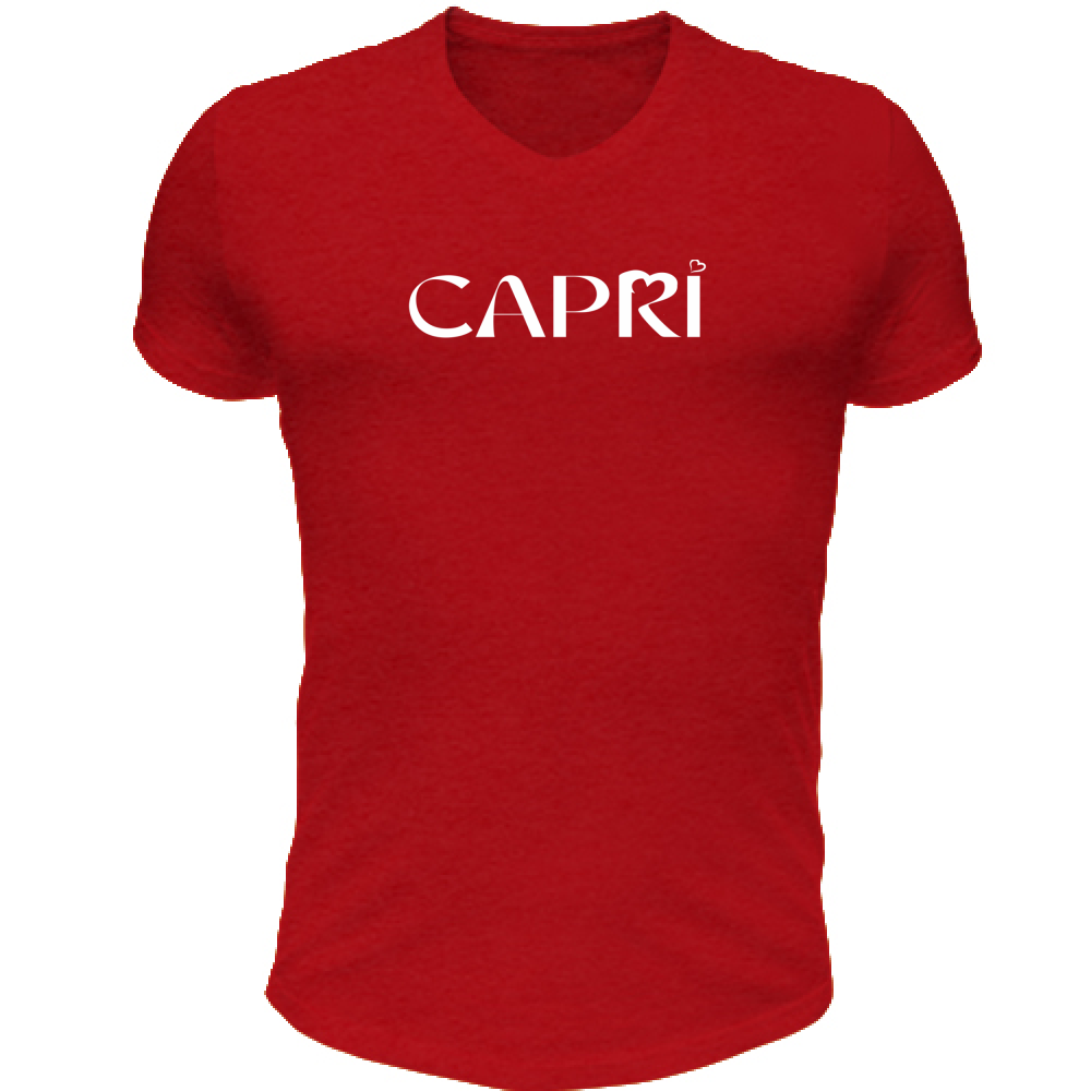 Unisex T-Shirt V-Neck CAPRI MINIMAL WHITE WRITING