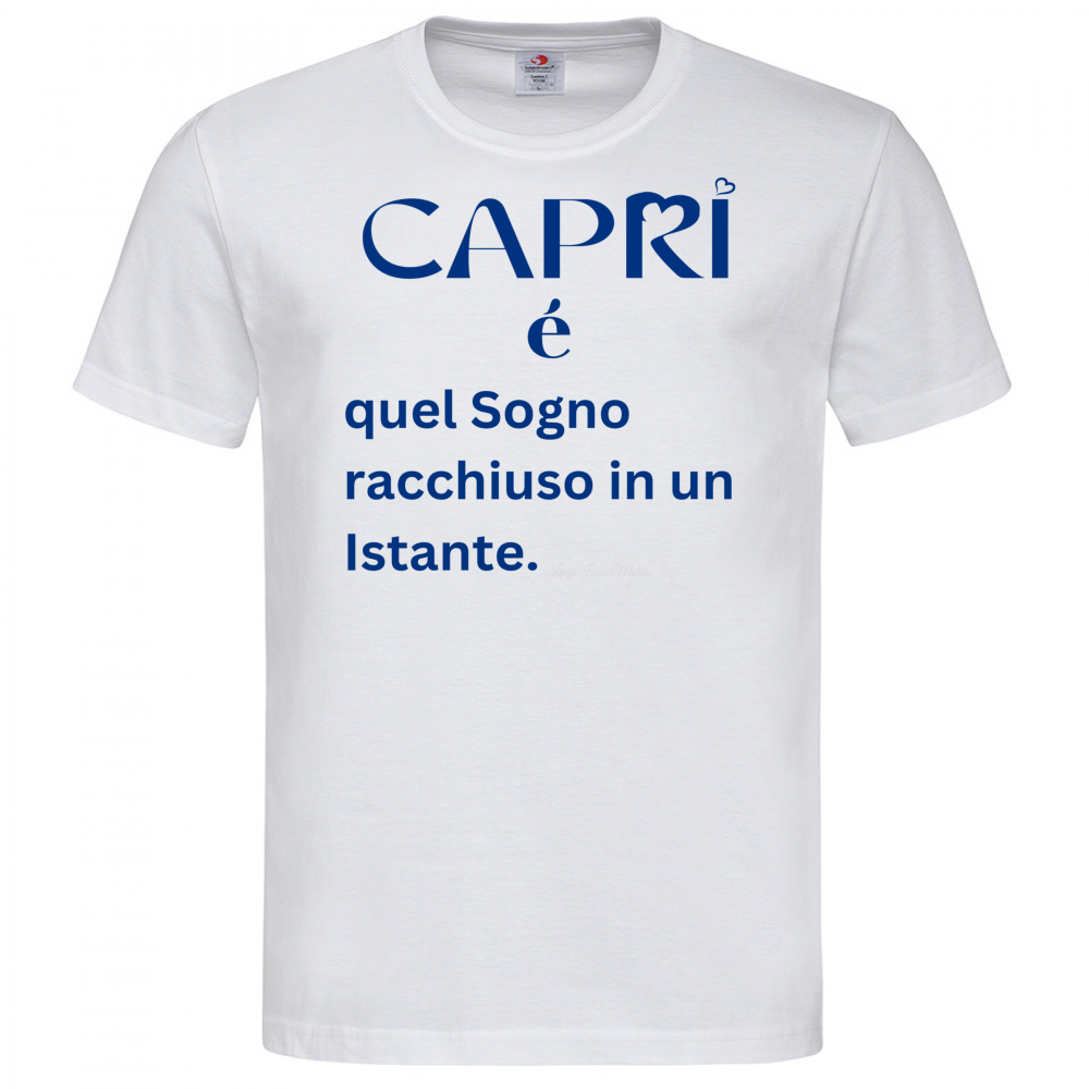 T-Shirt Men Premium Capri Sogno racchiuso in un istante scritta Blue