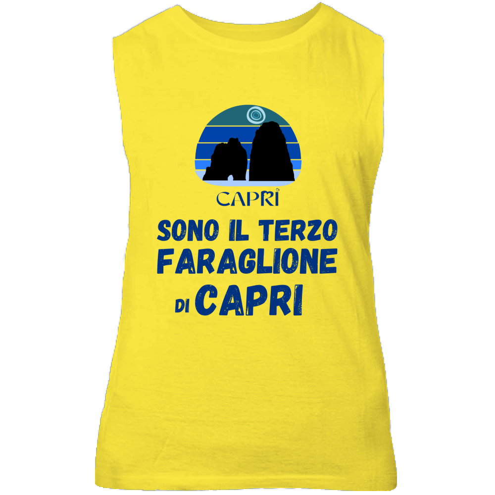 Canotta Unisex SONO IL TERZO FARAGLIONE DI CAPRI SCRITTA BLU