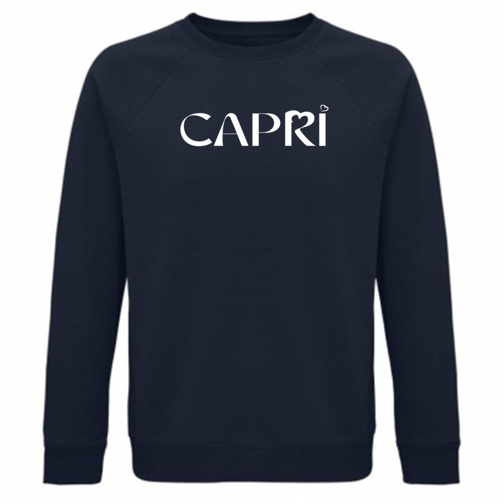 Unisex Organic Sweatshirt CAPRI MINIMAL WHITE WRITING