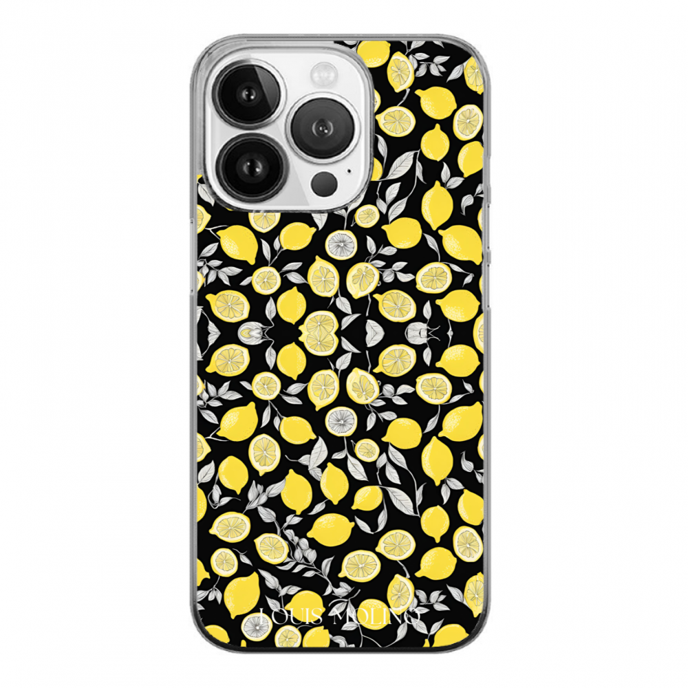 Rubber Cover iPhone 15 Pro LEMON GRAY+BLACK CAPRI