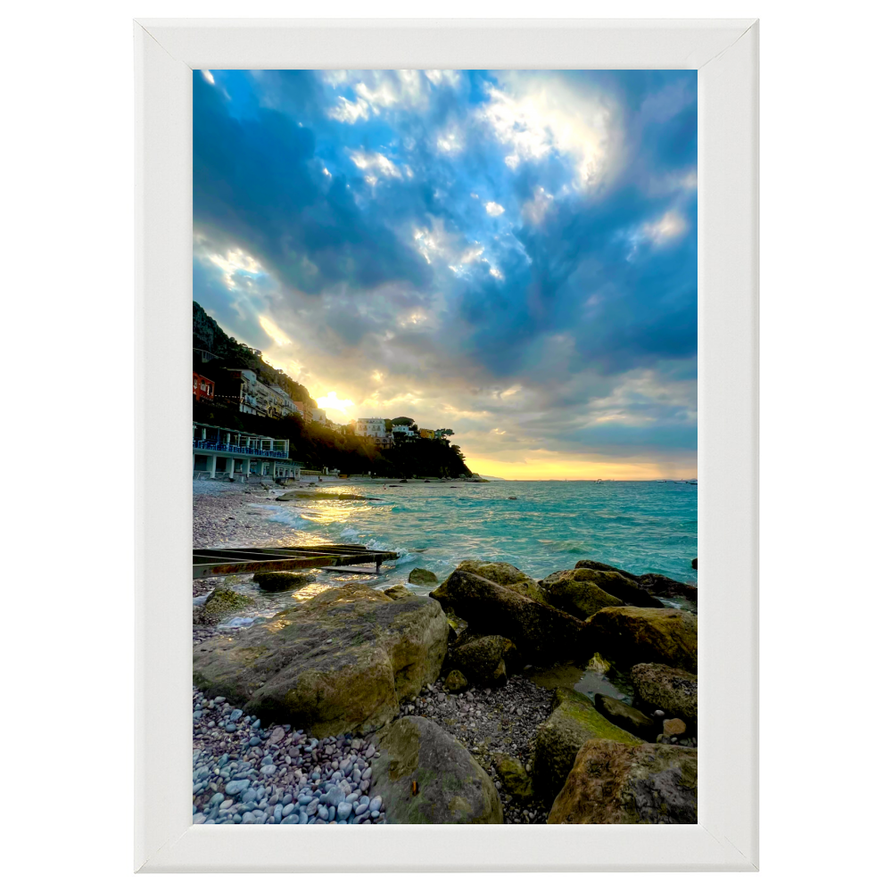 Poster con Cornice 40x60 Capri Tramonto alla Marina Grande