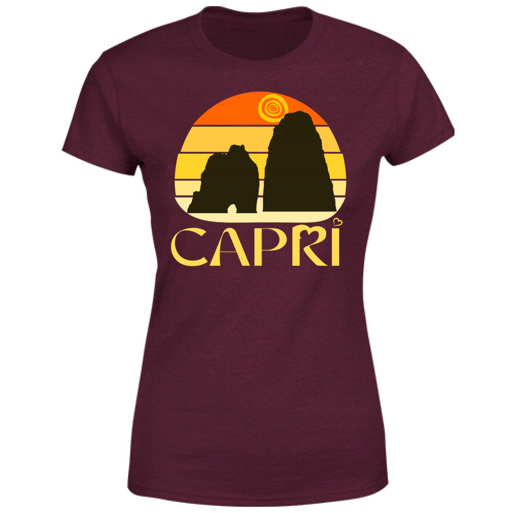 Women's T-Shirt CAPRI SUNSET VINTAGE YELLOW WRITING
