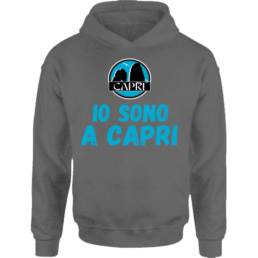 Felpa Bambino con Cappuccio IO SONO A CAPRI SCRITTA AZZURRA