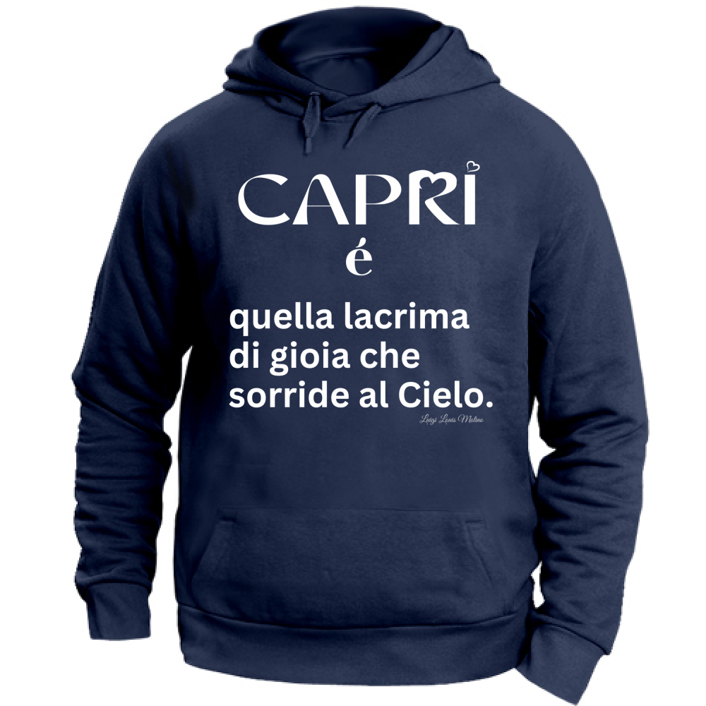 Felpa con Cappuccio Unisex Large Capri é quella lacrima di gioia scritta bianca