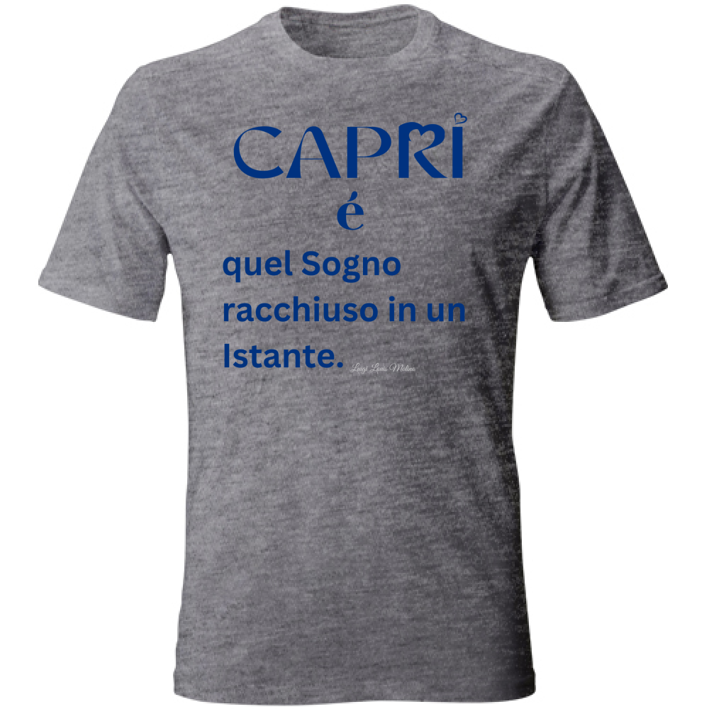 T-Shirt Unisex Capri Sogno racchiuso in un istante scritta Blue