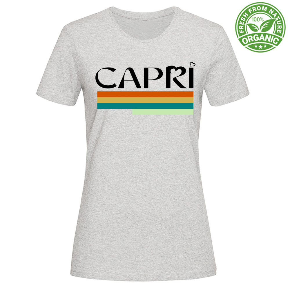 T-Shirt Woman Organic CAPRI TECNICOLOR SCRITTA NERA