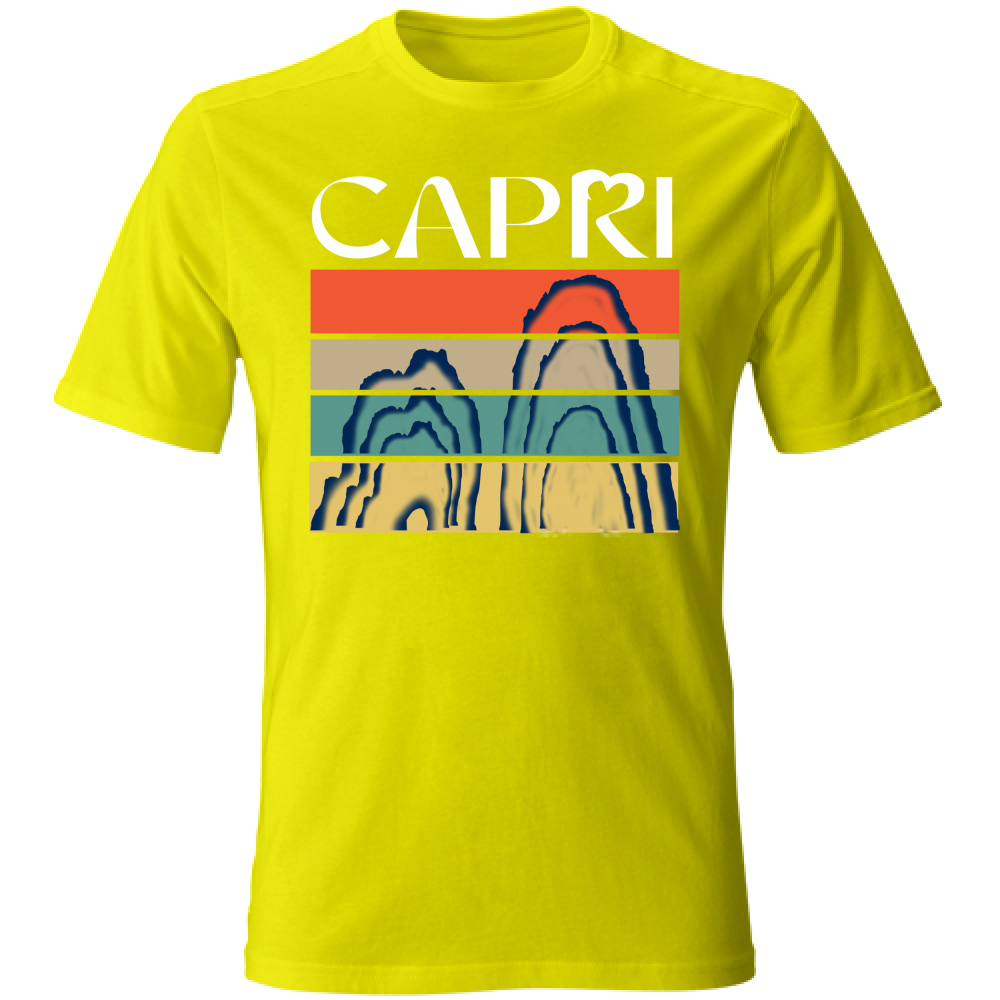 T-Shirt Unisex CAPRI PORZIONI FARAGLIONI SCRITTA BIANCA