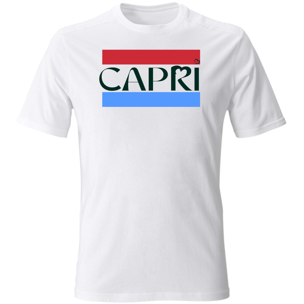 T-Shirt Unisex Large CAPRI FASCIA ROSSO BLUE SCRITTA NERA