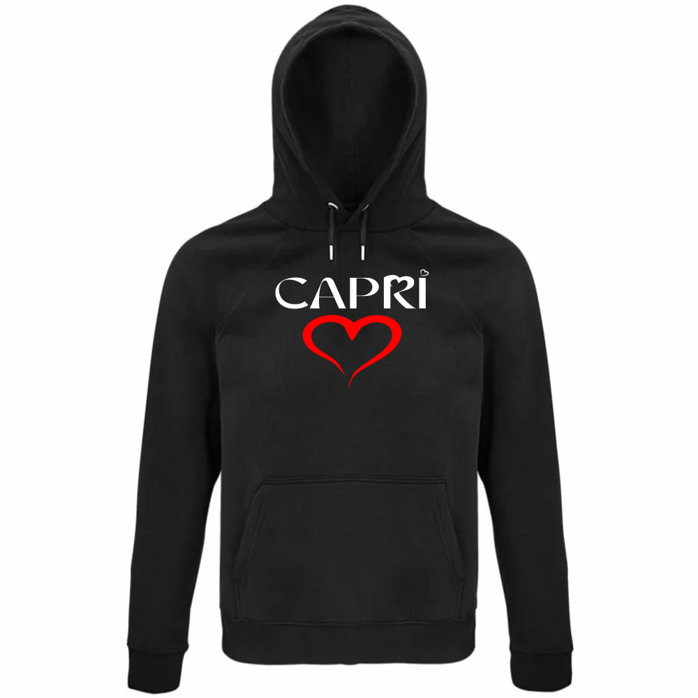 Unisex Organic Hoodie HEART CAPRI RED