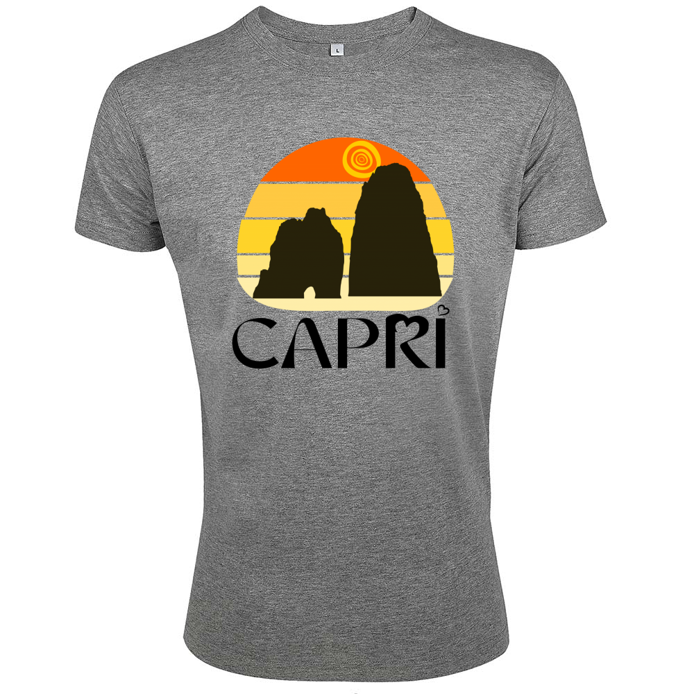 T-Shirt Men Fit CAPRI SUNSET VINTAGE BLACK WRITING