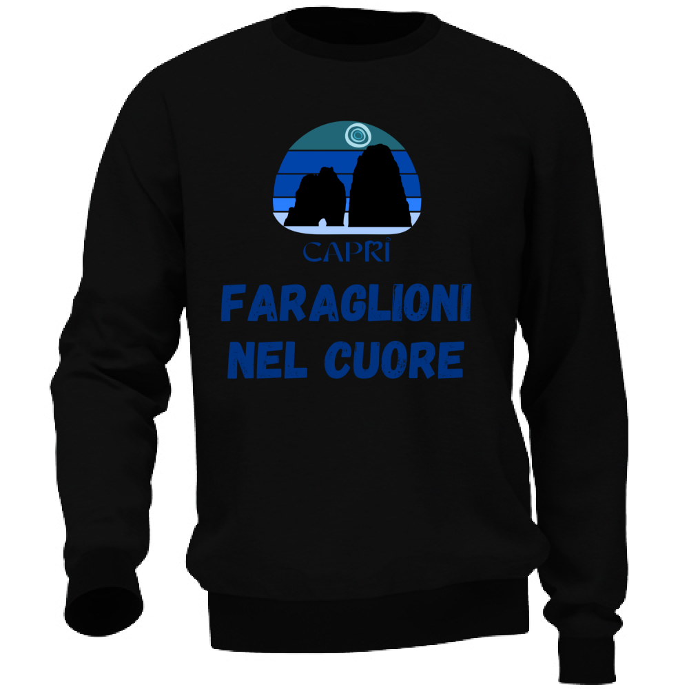 Felpa Unisex FARAGLIONI DI CAPRI NEL CUORE SCRITTA BLUE