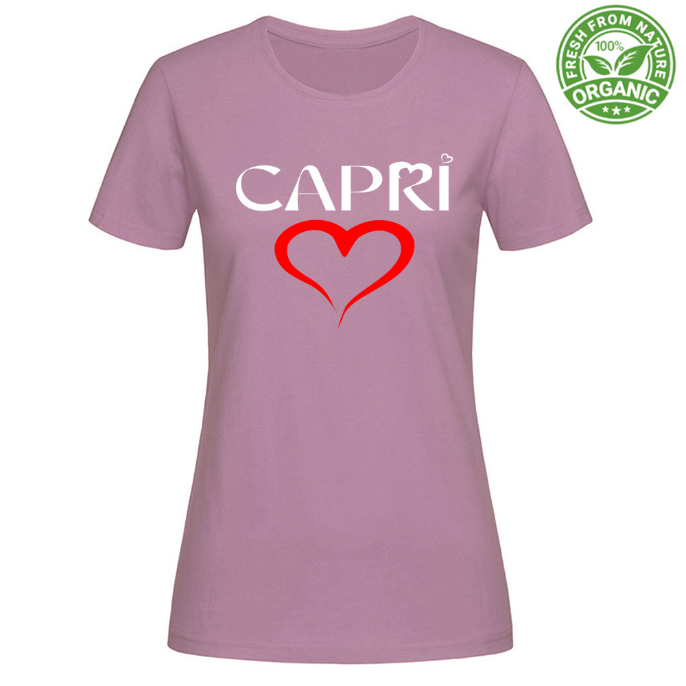 T-Shirt Woman Organic HEART CAPRI RED