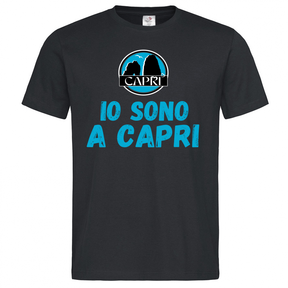 T-Shirt Men Premium IO SONO A CAPRI SCRITTA AZZURRA