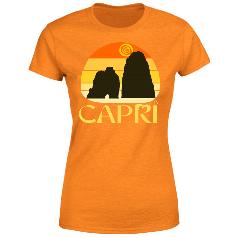 Women's T-Shirt CAPRI SUNSET VINTAGE YELLOW WRITING