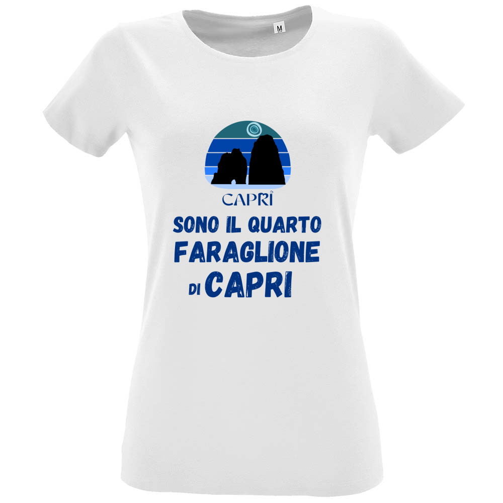 T-Shirt Women Fit SONO IL QUARTO FARAGLIONE DI CAPRI SCRITTA BLUE