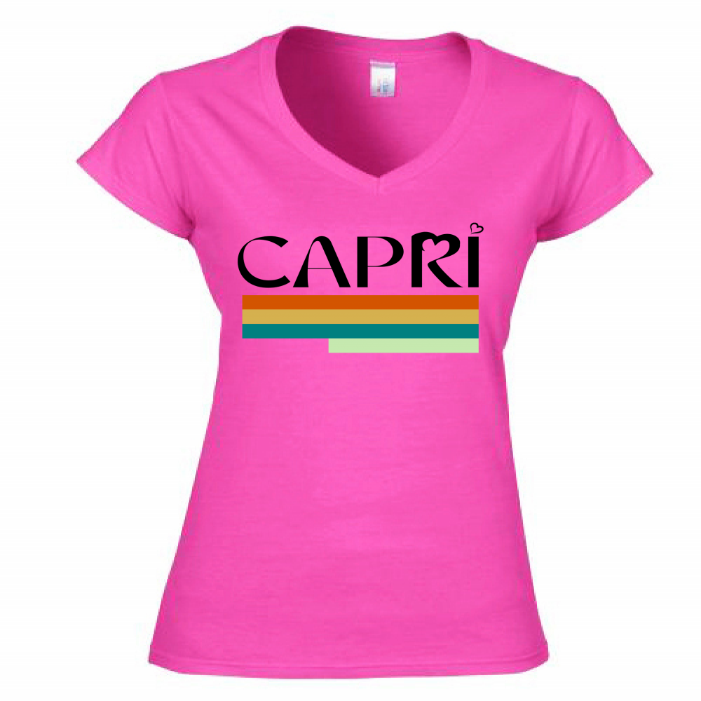 Women's T-Shirt V-Neck CAPRI TECHNICAL COLOR BLACK WRITING