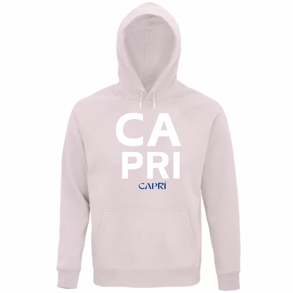Felpa Organica Unisex Cappuccio CAPRI DESIGN SCRITTA BIANCA