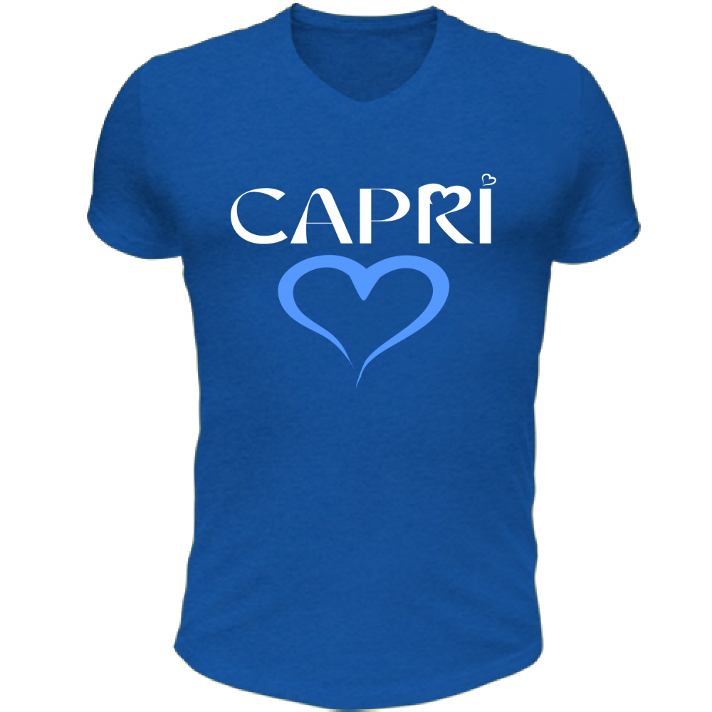 T-Shirt Unisex Scollo V CAPRI CUORE AZZURRO