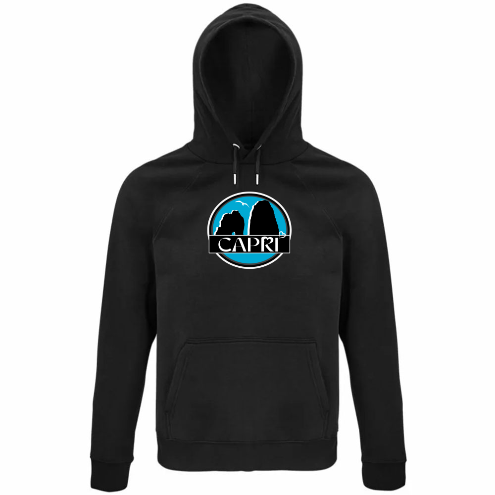 Felpa Organica Unisex Cappuccio CAPRI CERCHIO MAGICO CON  FARAGLIONI