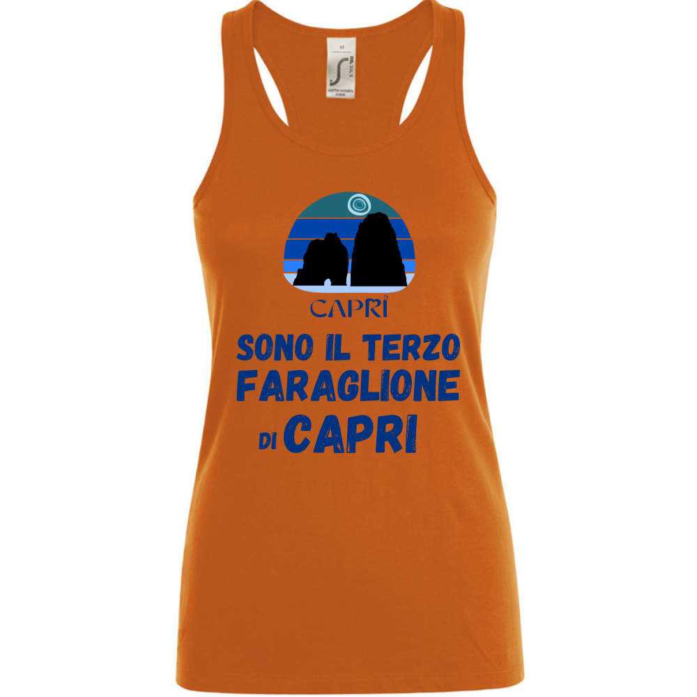 Canotta Donna SONO IL TERZO FARAGLIONE DI CAPRI SCRITTA BLU