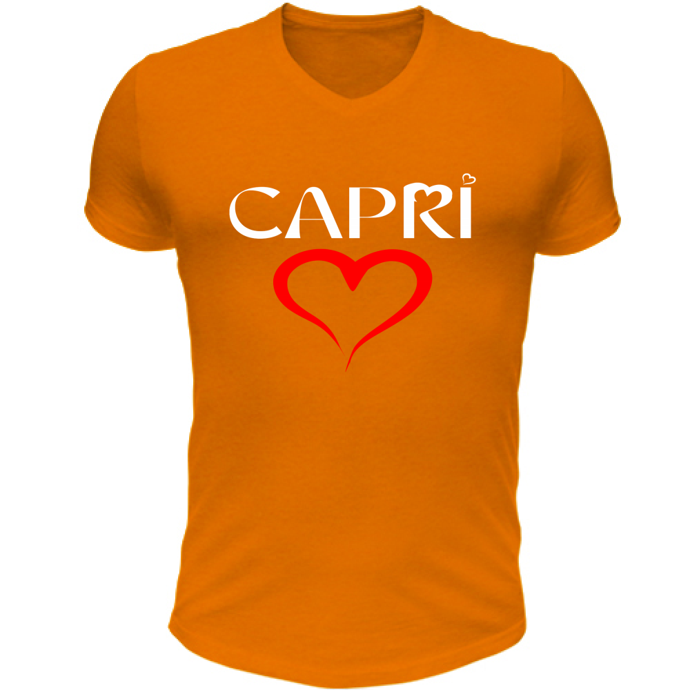 Unisex T-Shirt V-Neck HEART CAPRI RED