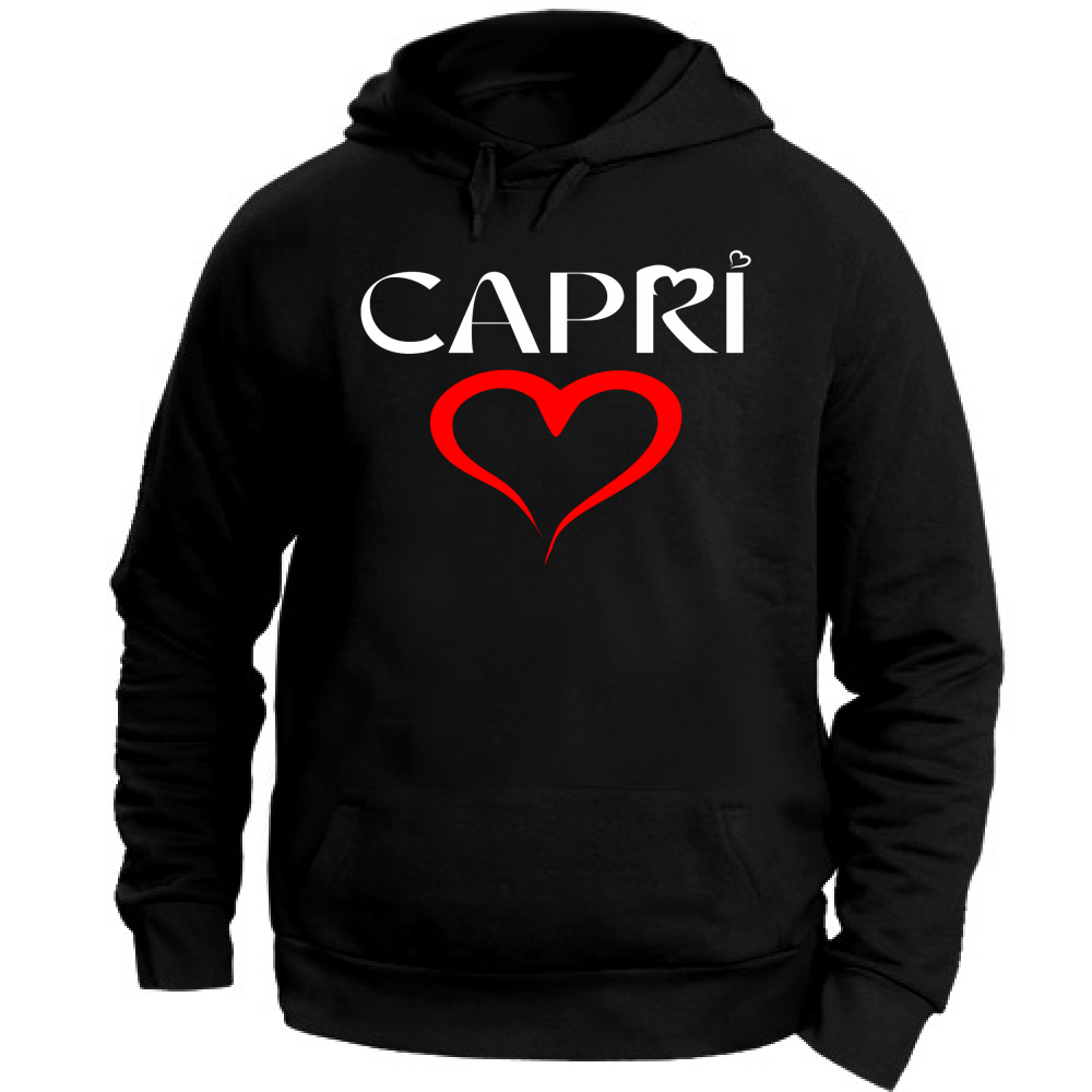 Felpa Unisex con Cappuccio CUORE CAPRI ROSSO