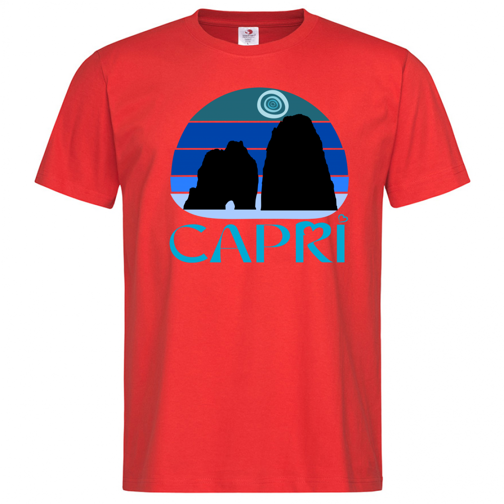 T-Shirt Men Premium CAPRI VINTAGE TRAMONTO AZZURRATO