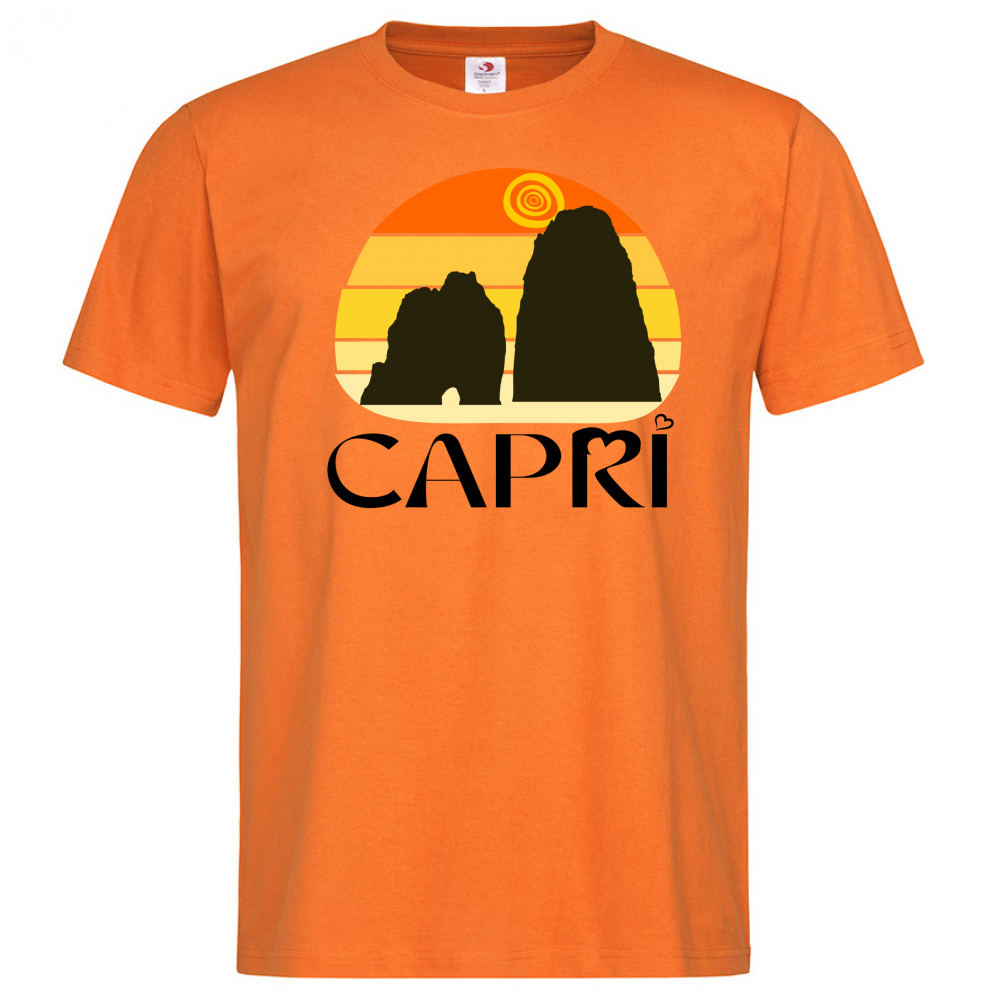T-Shirt Men Premium CAPRI TRAMONTO VINTAGE SCRITTA NERA
