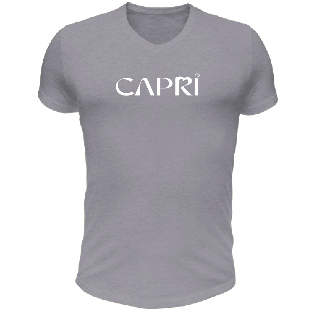 Unisex T-Shirt V-Neck CAPRI MINIMAL WHITE WRITING