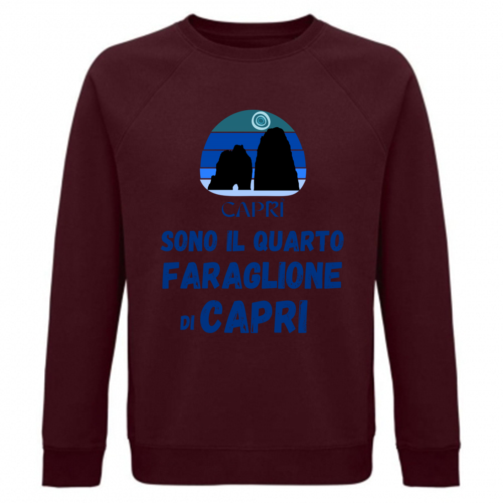 Felpa Unisex Organica SONO IL QUARTO FARAGLIONE DI CAPRI SCRITTA BLUE