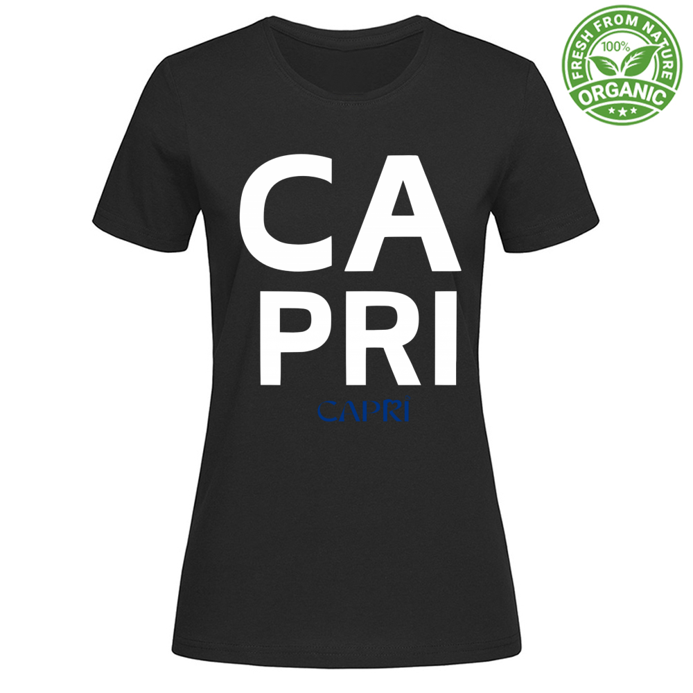 T-Shirt Woman Organic CAPRI DESIGN SCRITTA BIANCA