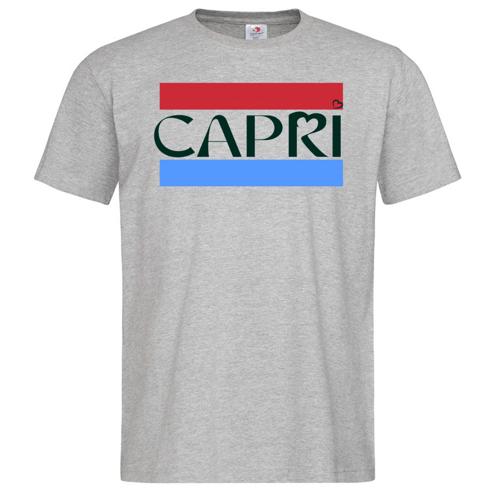 T-Shirt Men Premium CAPRI FASCIA ROSSO BLUE SCRITTA NERA