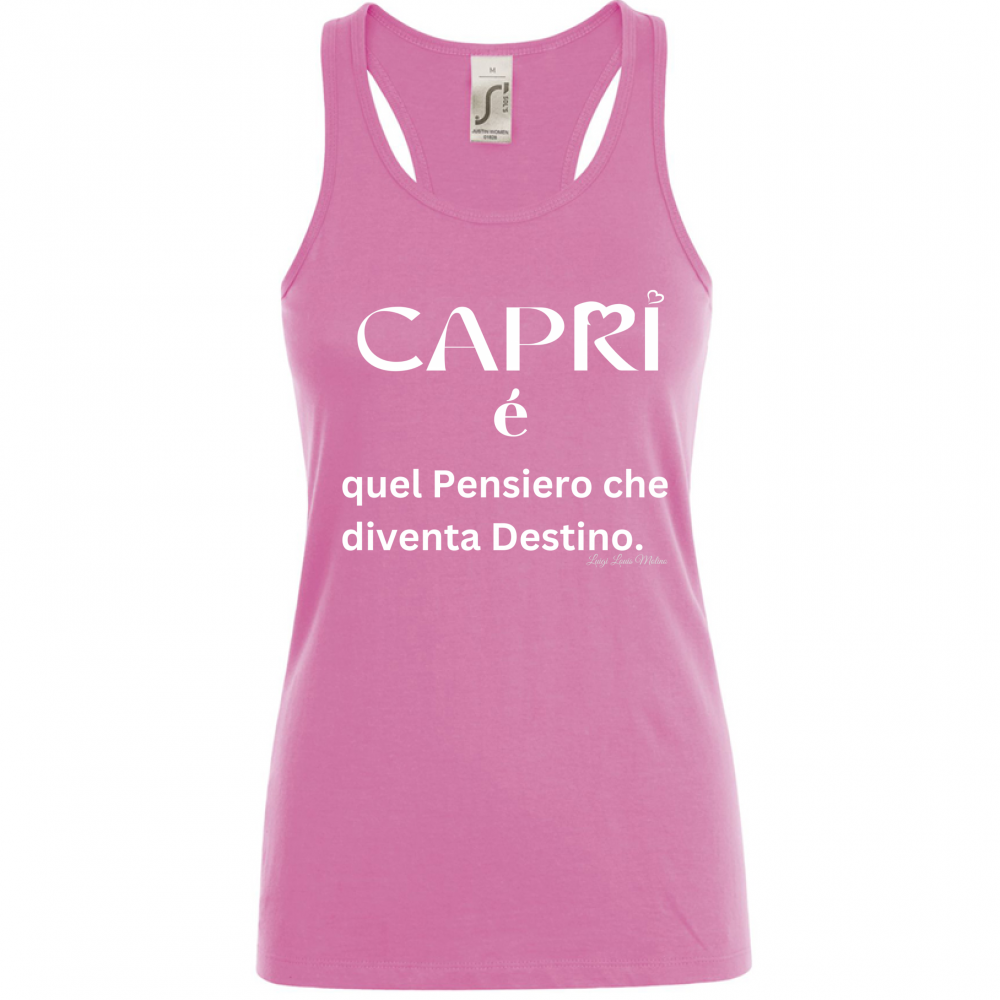 Canotta Donna Capri quel Pensiero che diventa Destino scritta bi