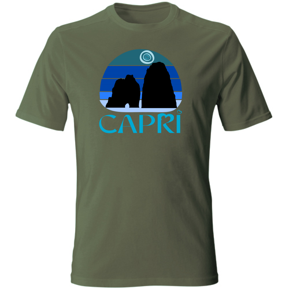 T-Shirt Unisex CAPRI VINTAGE TRAMONTO AZZURRATO