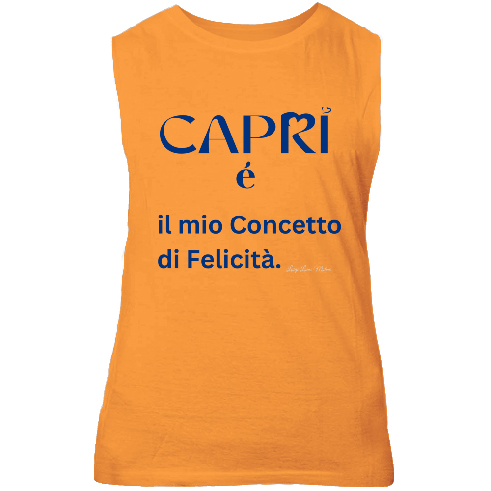 Canotta Unisex Capri é il mio concetto di Felicità scritta Blue