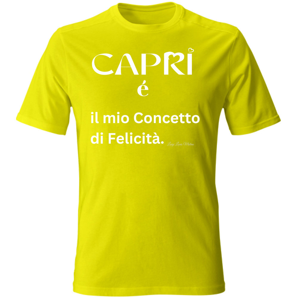 T-Shirt Bambino Capri é il mio concetto di Felicità scritta Bian