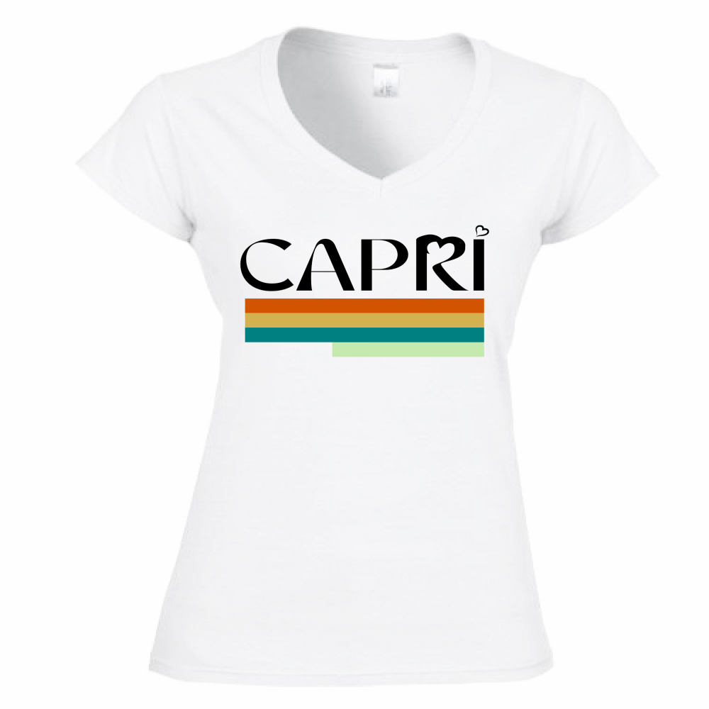 Women's T-Shirt V-Neck CAPRI TECHNICAL COLOR BLACK WRITING