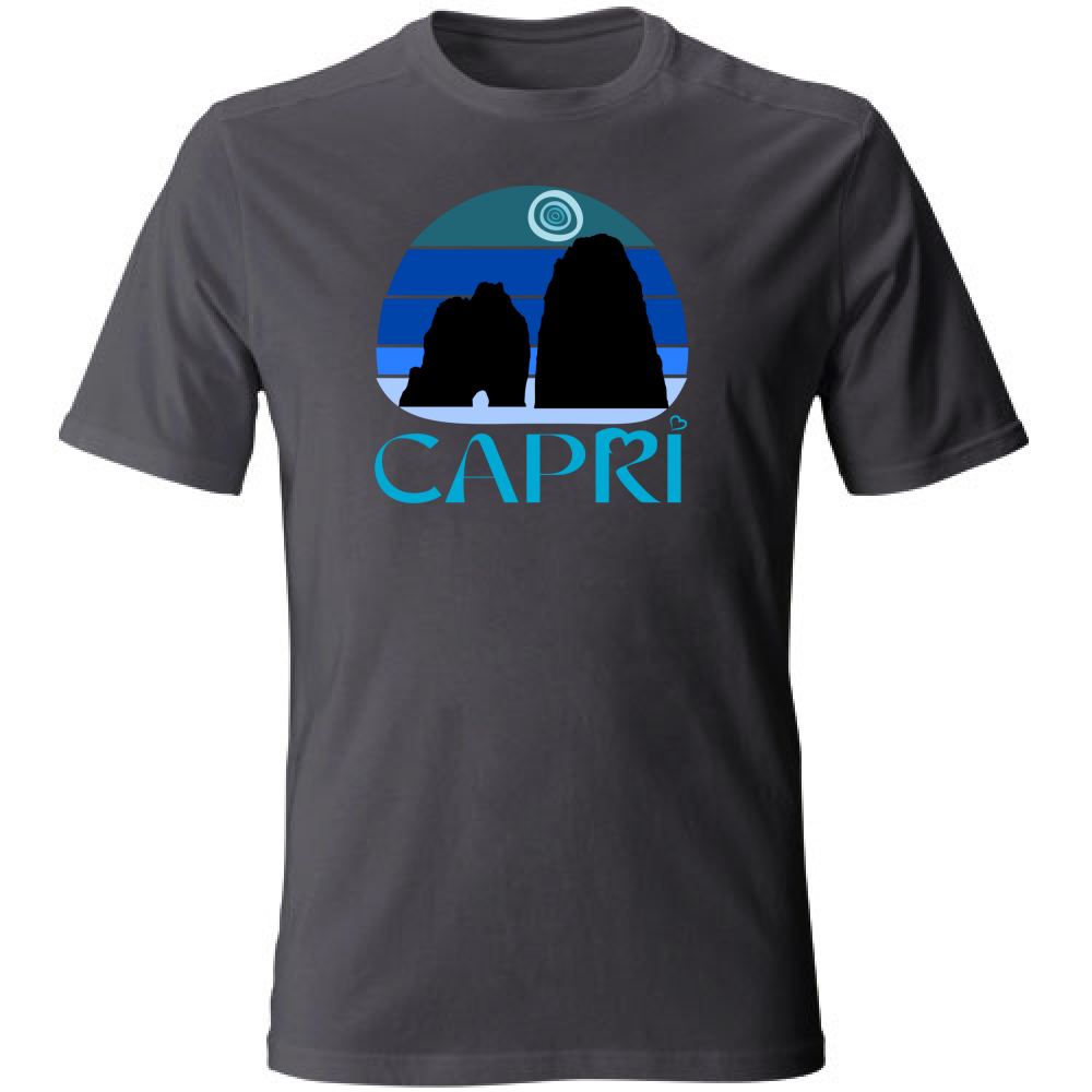 T-Shirt Unisex CAPRI VINTAGE TRAMONTO AZZURRATO