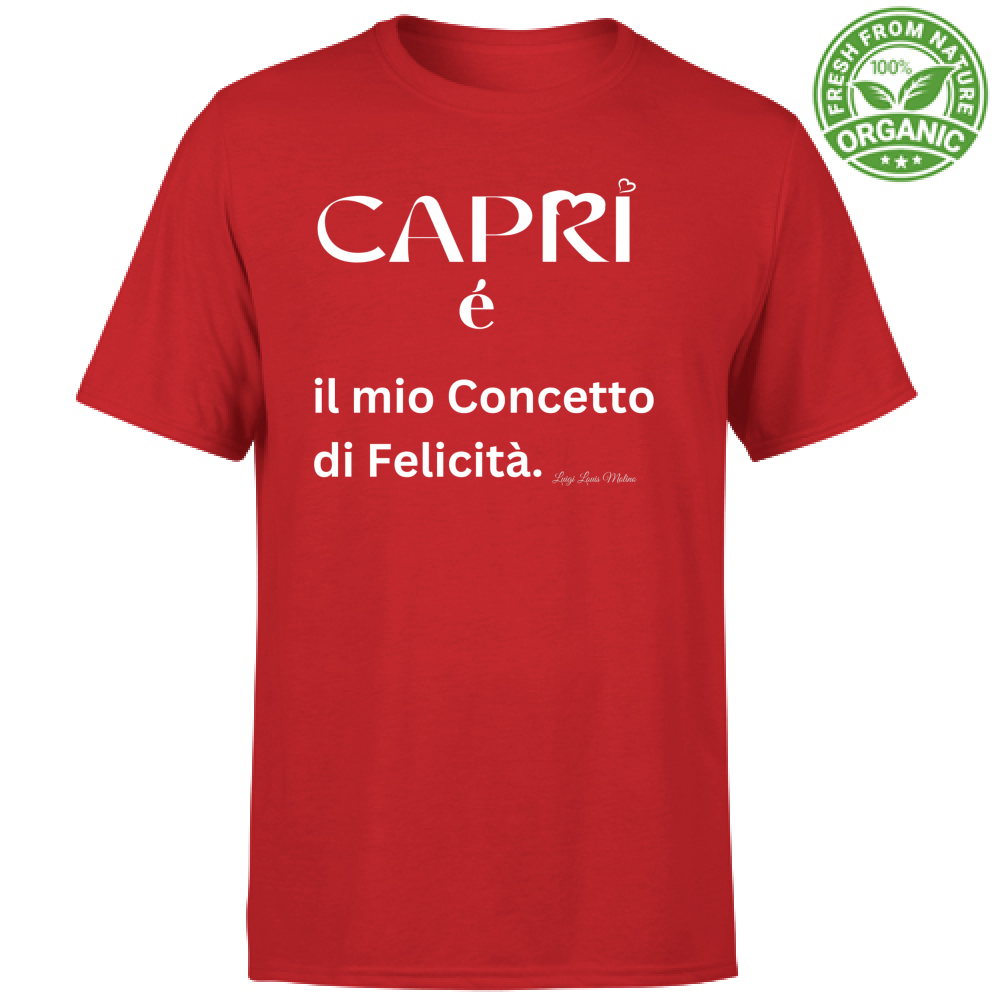 T-Shirt Bambino Organic Capri é il mio concetto di Felicità scritta Bian