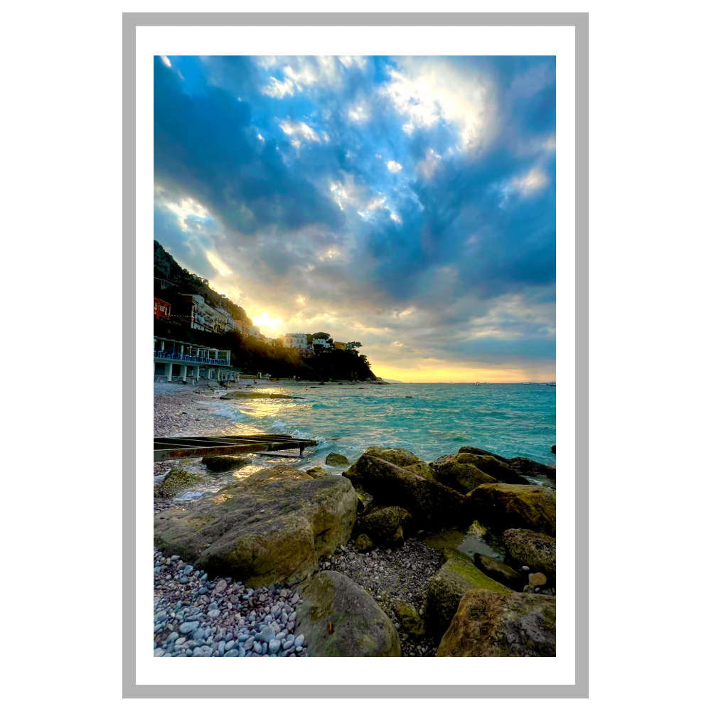 Poster con Cornice 40x60 Capri Tramonto alla Marina Grande