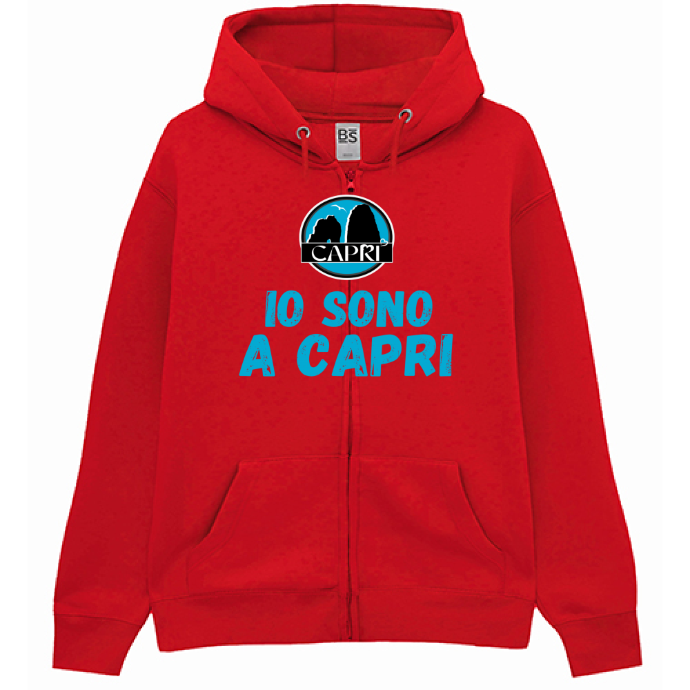 Premium Hoodie Zip I AM IN CAPRI BLUE WRITING