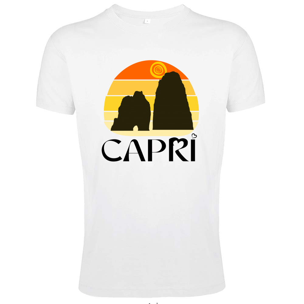 T-Shirt Men Fit CAPRI SUNSET VINTAGE BLACK WRITING