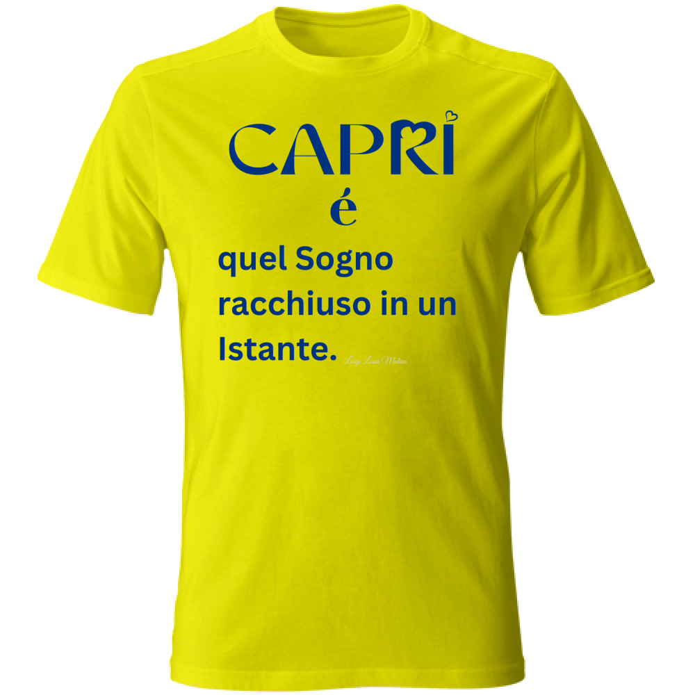 T-Shirt Bambino Capri Sogno racchiuso in un istante scritta Blue