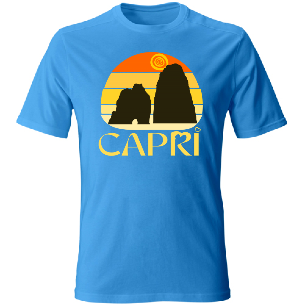 T-Shirt Unisex CAPRI TRAMONTO VINTAGE SCRITTA GIALLO